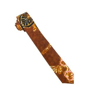 VTG‎ Kanaka Tie Mens Necktie Hawaiian Barkcloth Rust Pink Made in Hawaii 54x3